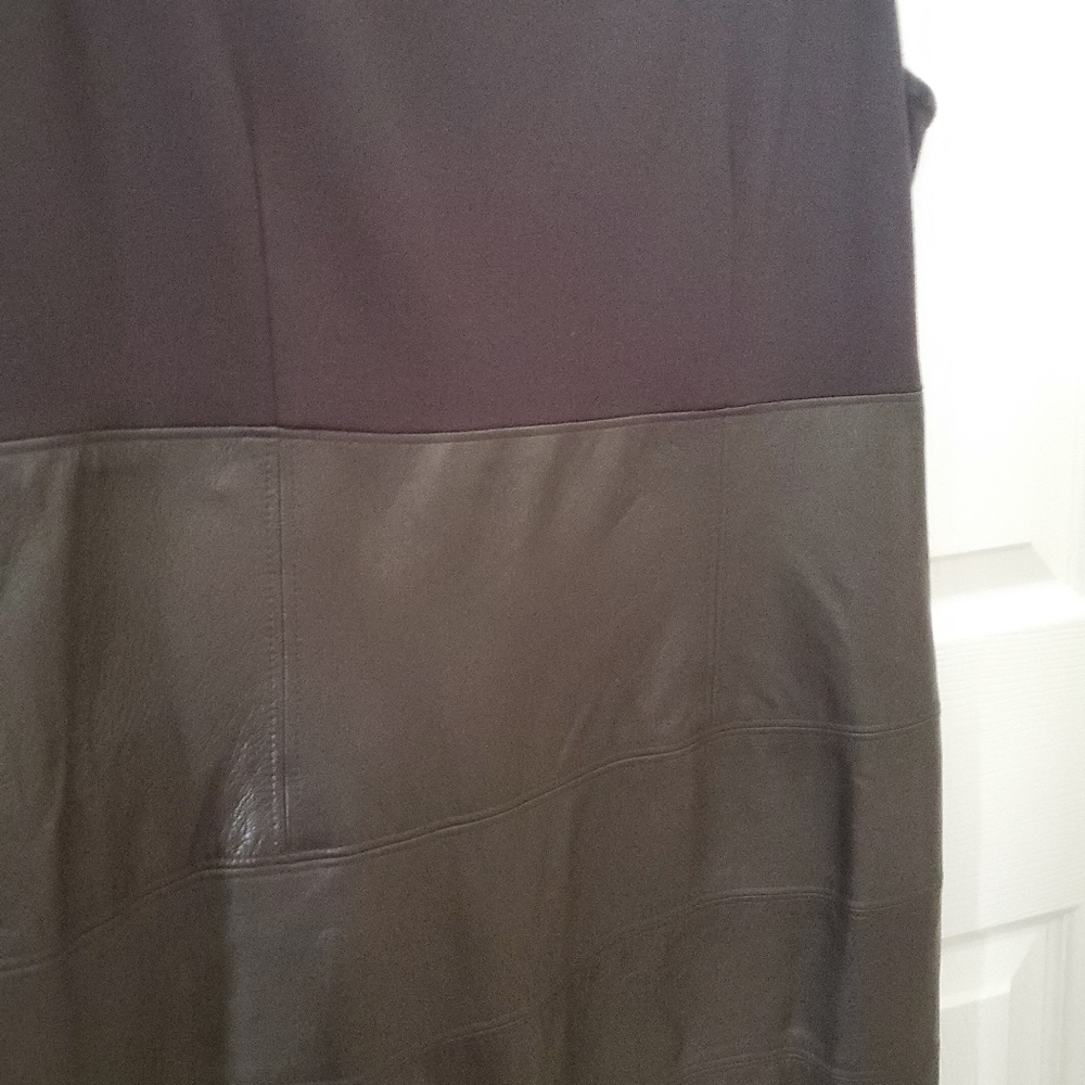 Designer Teri Jon Leather Business Casual Cocktail Dress Women's 12 Large - Picture 2 of 13